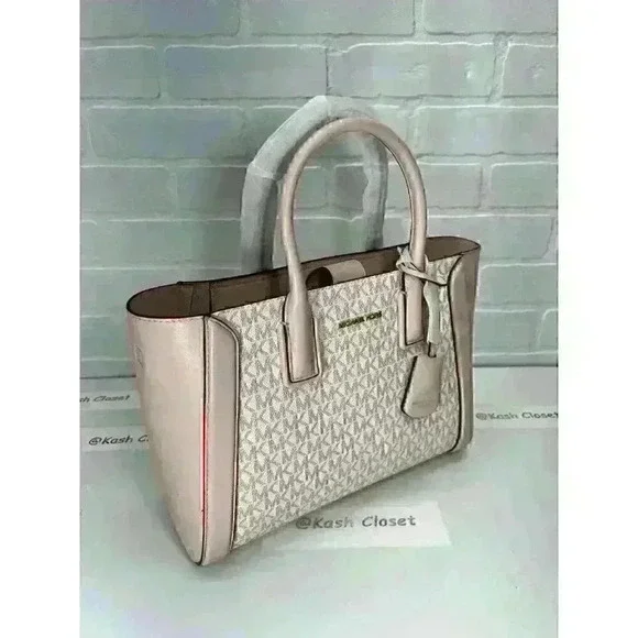 Michael Kors Kali Satchel MD Purse Ipad Case Tote Shoulder Bag Opticwht Rose Gld